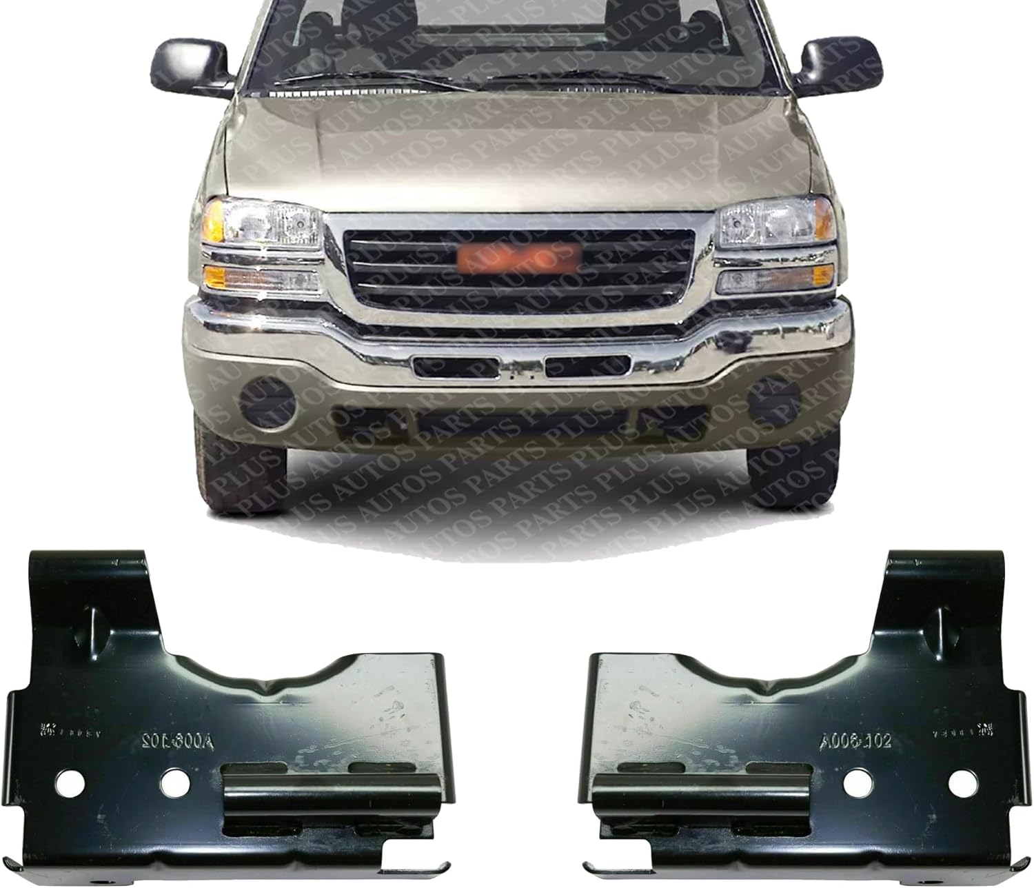 Set of 2 Front Bumper Bracket Impact Bar Brace Left Driver And Right Passenger Side Direct Replacement Compatible With 2003-2006 GMC Sierra 1500 2500HD 3500 GM1066164 GM1067164