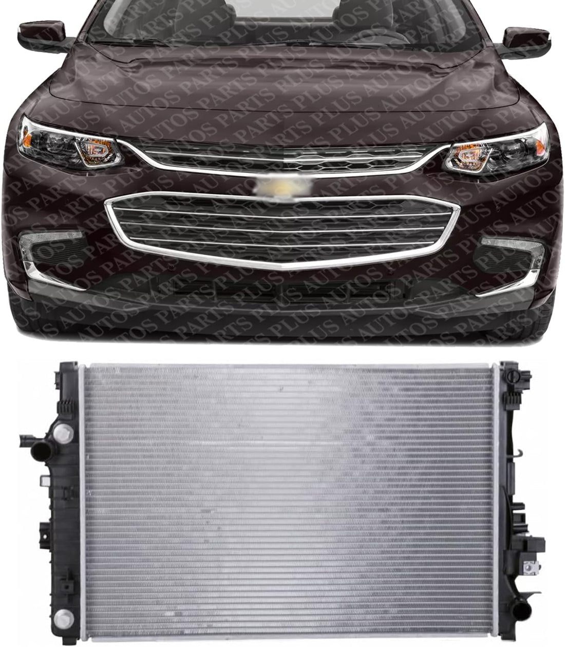 Front Radiator Aluminum Core Direct Replacement Compatible With 2016-2022 Chevrolet Malibu GM3010584 23336320