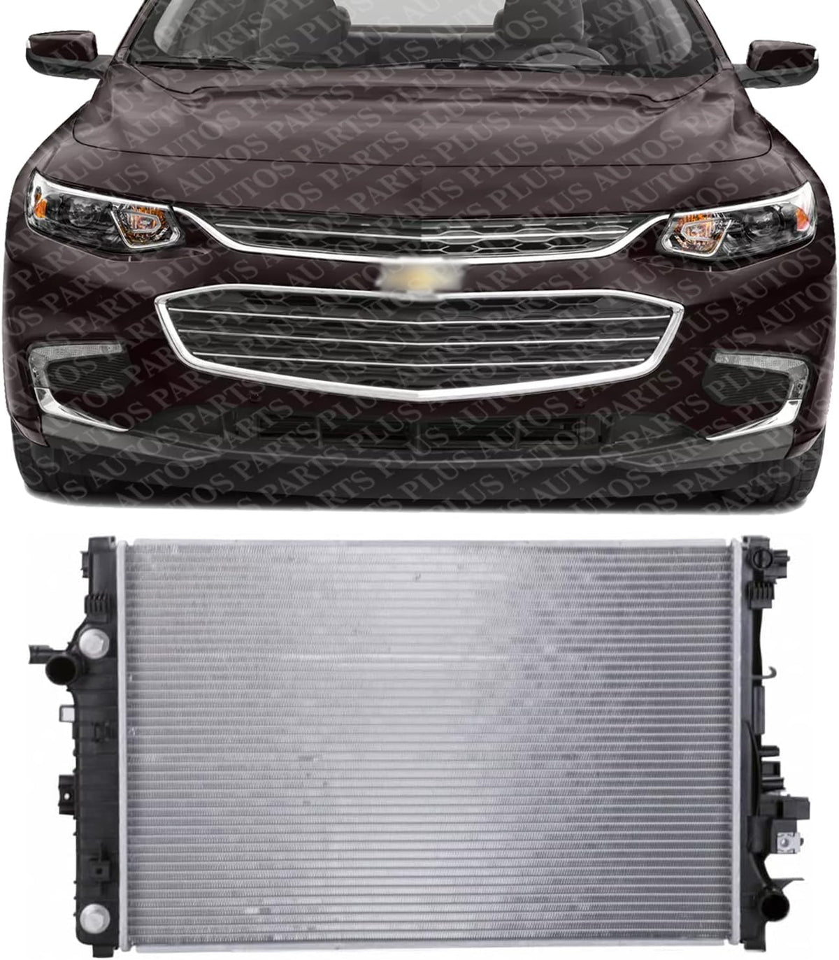 Front Radiator Aluminum Core Direct Replacement Compatible With 2016-2022 Chevrolet Malibu GM3010584 23336320