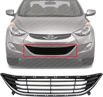 Front Bumper Grille Textured Shell with Chrome Insert Direct Replacement Compatible With 2011-2013 Hyundai Elantra HY1036115 865603Y000