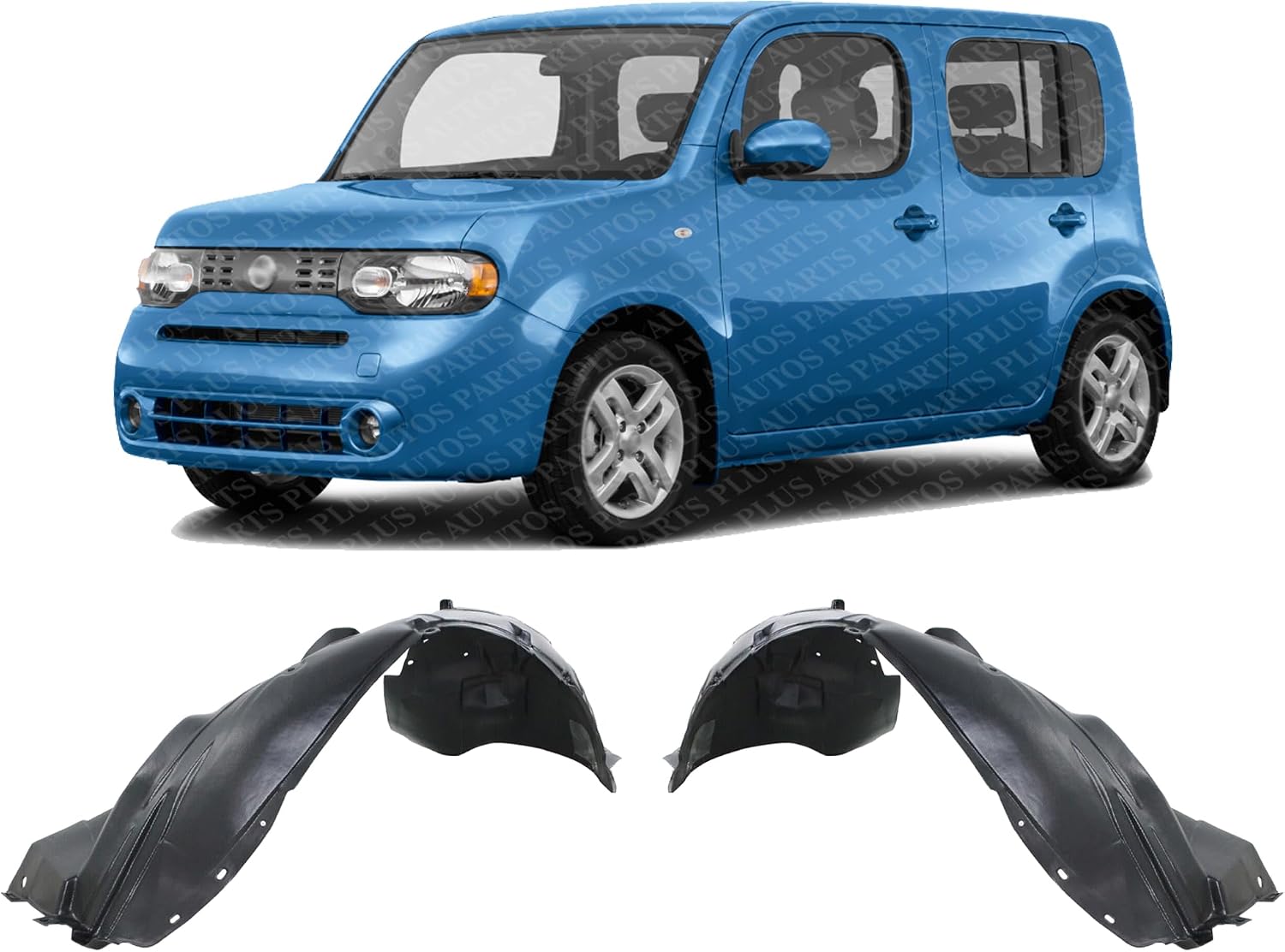 Set Of 2 Front Fender Liner Plastic Left Driver & Right Passenger Side Direct Replacement Compatible With 2009-2014 Nissan Cube NI1249125 NI1248125 638421FA0A 638431FU0A