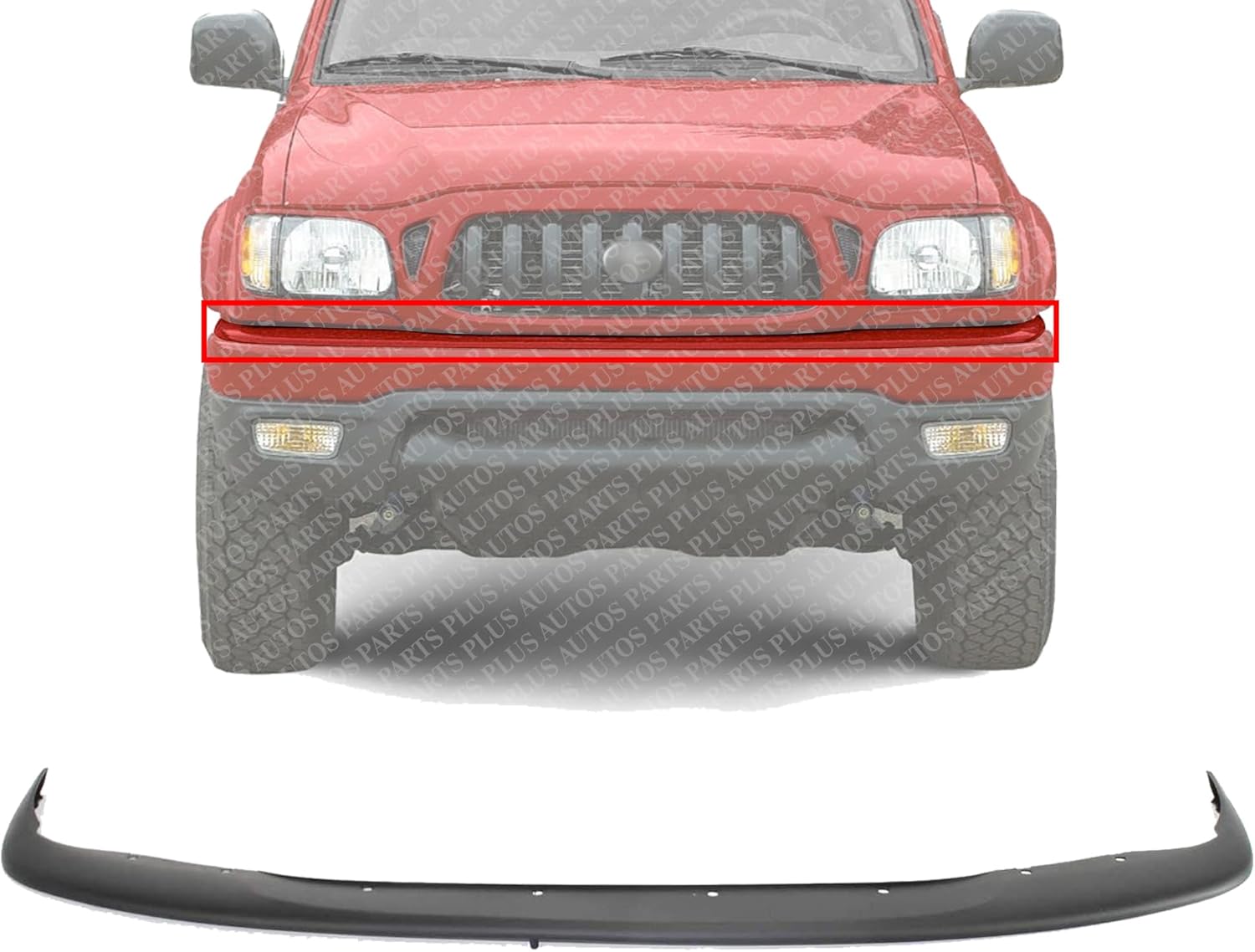 Front Bumper Upper Filler Primed Plastic Direct Replacement Compatible With Toyota Tacoma 2001-2004 TO1087112 52119AD010