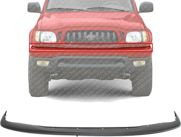 Front Bumper Upper Filler Primed Plastic Direct Replacement Compatible With Toyota Tacoma 2001-2004 TO1087112 52119AD010