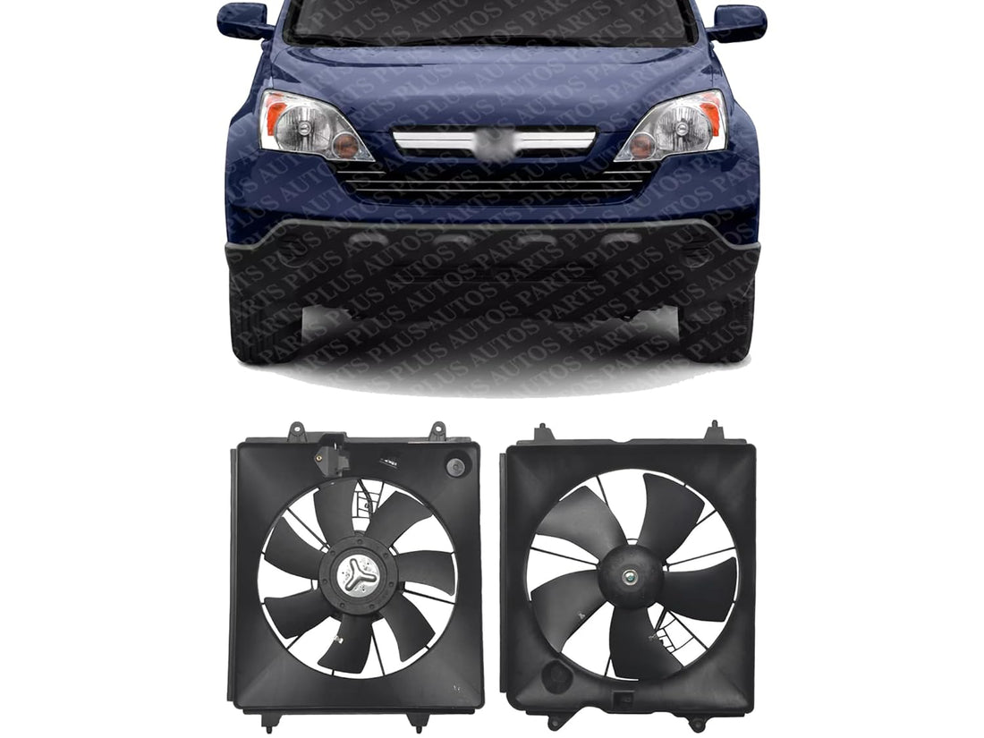 Set of 2 Front Radiator Cooling & A/C Condenser Fan Direct Replacement Compatible with 2007-2009 Honda CR-V HO3110116 HO3120102 19015RZAA01-PFM 19015RZAA01 19020PNLG01 38615RZAA01