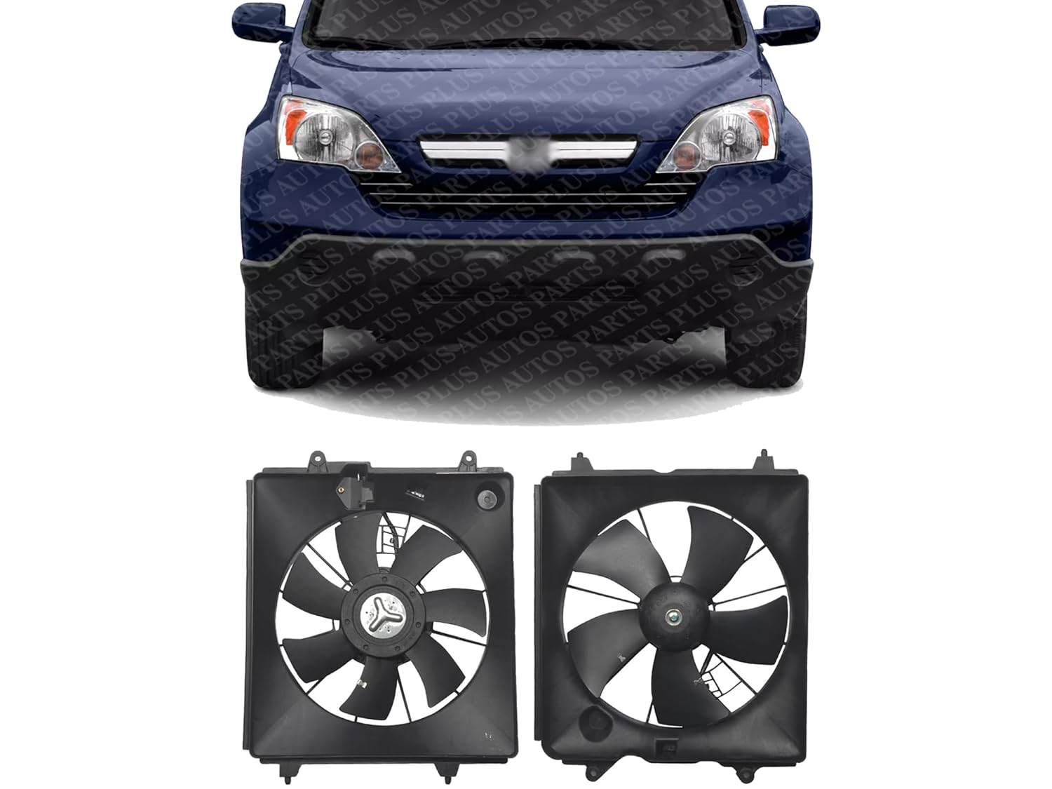 Set of 2 Front Radiator Cooling & A/C Condenser Fan Direct Replacement Compatible with 2007-2009 Honda CR-V HO3110116 HO3120102 19015RZAA01-PFM 19015RZAA01 19020PNLG01 38615RZAA01