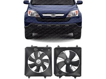 Set of 2 Front Radiator Cooling & A/C Condenser Fan Direct Replacement Compatible with 2007-2009 Honda CR-V HO3110116 HO3120102 19015RZAA01-PFM 19015RZAA01 19020PNLG01 38615RZAA01