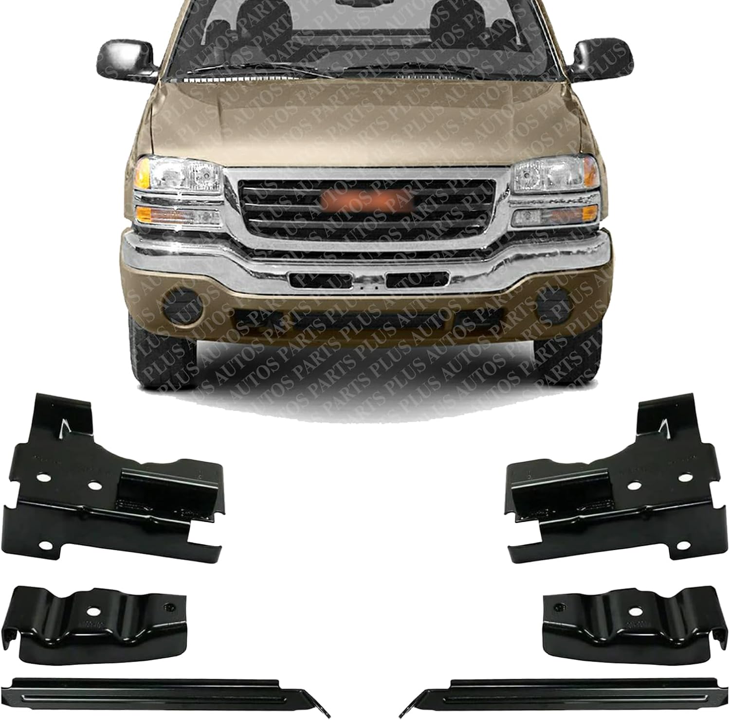 Front Bumper Bracket Set Of 6 Right Passenger & Left Driver Side Direct Replacement Compatible With GMC Sierra 1500 2500HD 3500 2003-2006 G013701