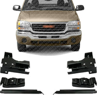 Front Bumper Bracket Set Of 6 Right Passenger & Left Driver Side Direct Replacement Compatible With GMC Sierra 1500 2500HD 3500 2003-2006 G013701