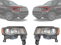Set Of 2 Head Light Assembly Halogen Black Trim Right Passenger & Left Driver Side Direct Replacement Compatible With 2017-2021 Jeep Grand Cherokee CH2502309 CH2503309 68266647AF
