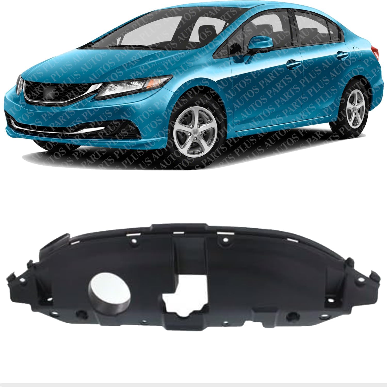 Front Radiator Support Cover Textured Direct Replacement Compatible With 2013-2015 Honda Civic HO1224102 71125TR3A01