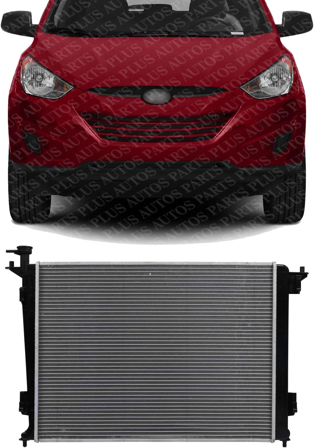 Front Radiator Aluminum Core Direct Replacement Compatible With 2010-2015 Hyundai Tucson/Kia Sportage HY3010168 253102S550