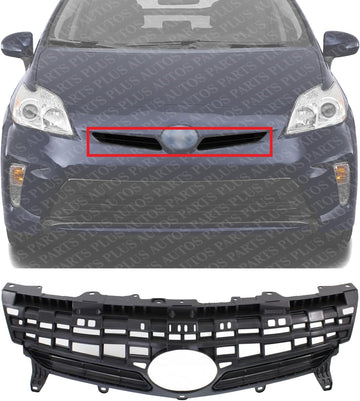 Front Grille Assembly Textured Black Shell And Insert Plastic Direct Replacement Compatible With 2012-2015 Toyota Prius TO1200350 5311147040
