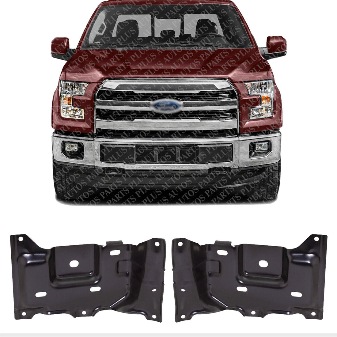 Set Of 2 Front Bumper Mounting Bracket Steel Left Driver & Right Passenger Side Direct Replacement Compatible With 2015-2020 Ford F-150 FO1067194 FO1066194 FL3Z17B984A FL3Z17B985B