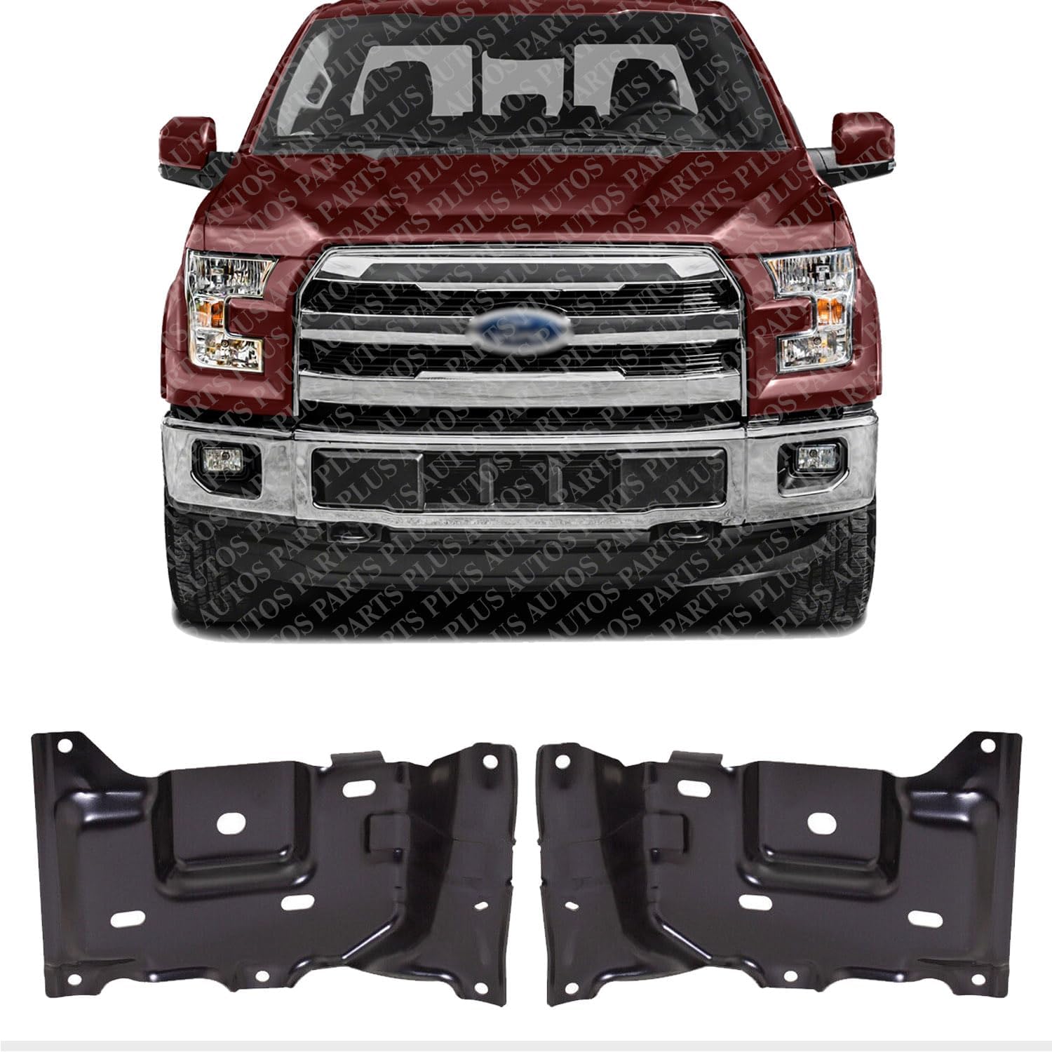 Set Of 2 Front Bumper Mounting Bracket Steel Left Driver & Right Passenger Side Direct Replacement Compatible With 2015-2020 Ford F-150 FO1067194 FO1066194 FL3Z17B984A FL3Z17B985B