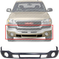 Front Bumper Cover Primed With Fog Light Holes Direct Replacement Compatible With 2003-2006 GMC Sierra 1500 2500HD 3500 GM1000684 12335963 88979837