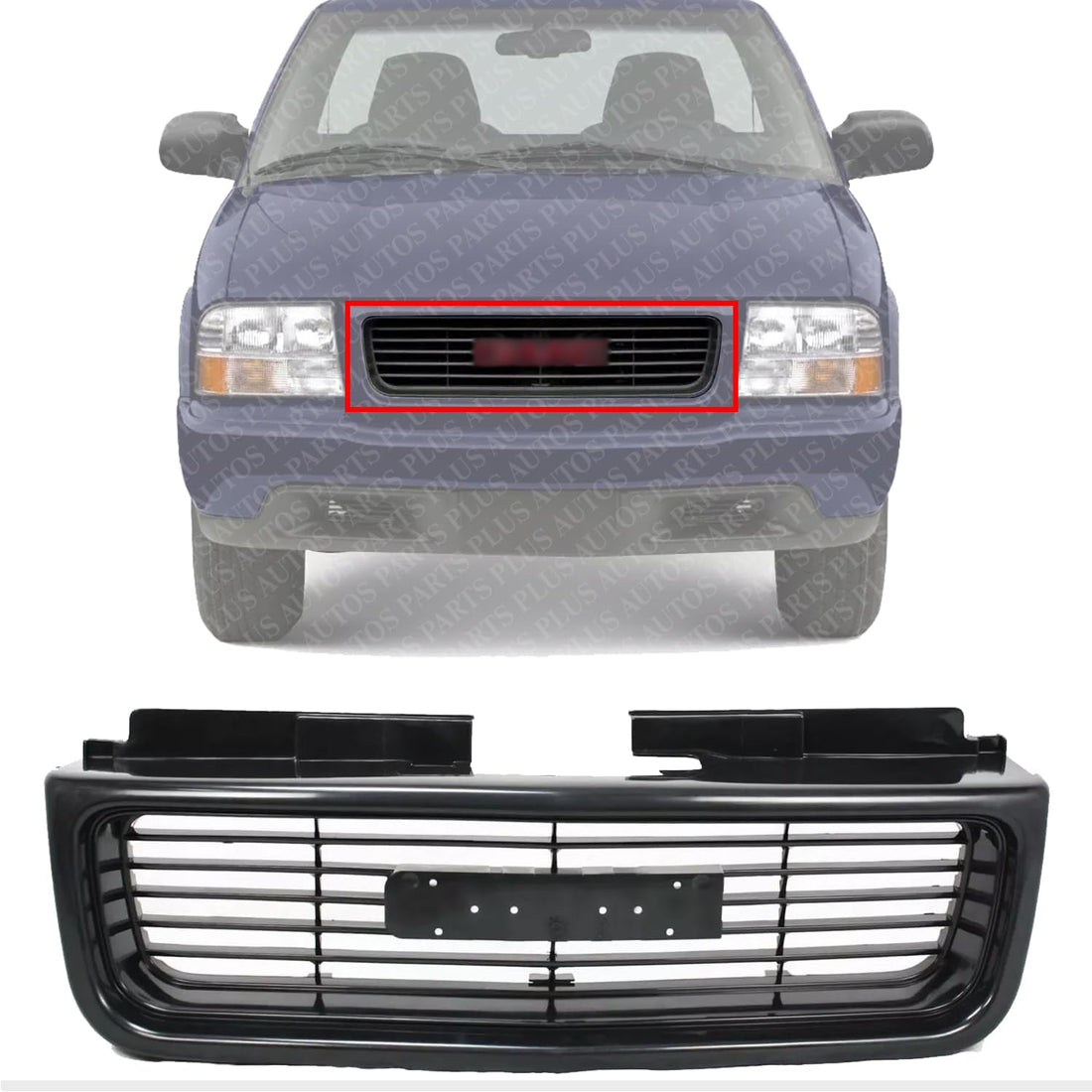 Front Grille Textured Shell And Insert Direct Replacement Compatible With 1998-2005 GMC Jimmy / 1998-2004 Sonoma GM1200436 12472678