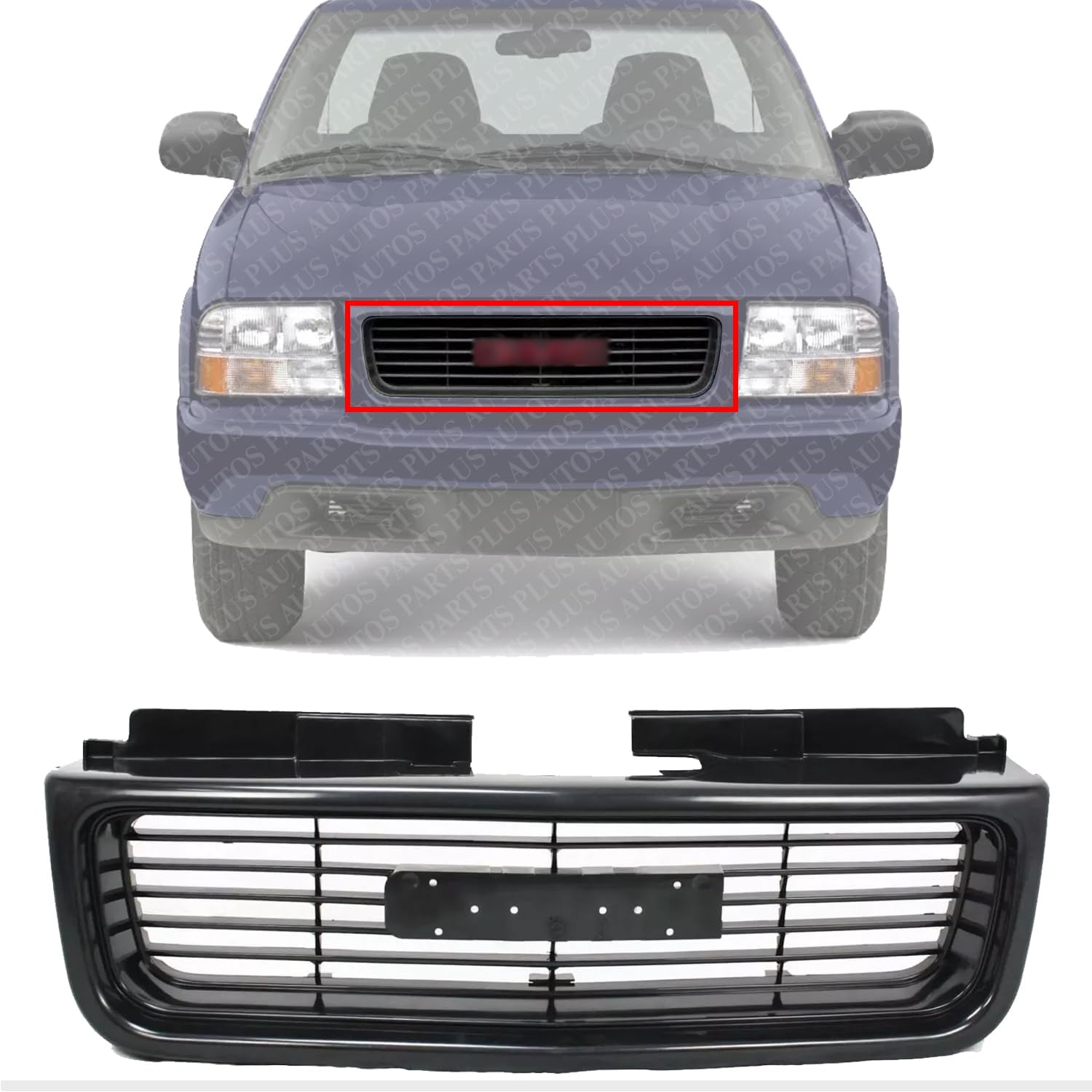 Front Grille Textured Shell And Insert Direct Replacement Compatible With 1998-2005 GMC Jimmy / 1998-2004 Sonoma GM1200436 12472678