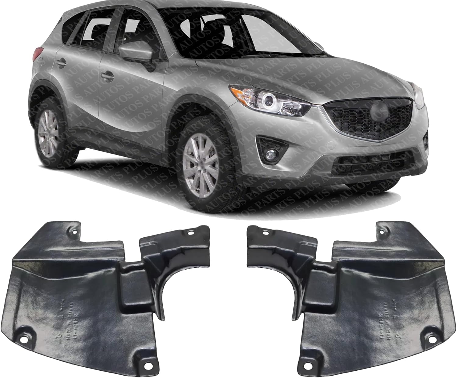 Set Of 2 Front Fender Liner Rear Section Left Driver & Right Passenger Side Direct Replacement Compatible With 2014-2018 Mazda 3/2014-2017 Mazda 6 MA1251115 MA1250115 KD5356341A