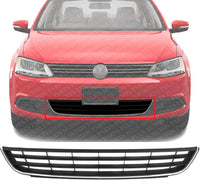 Front Bumper Lower Grille With Chrome Trim Plastic Direct Replacement Compatible With 2011-2014 Volkswagen Jetta VW1036120 5C6853671RYP