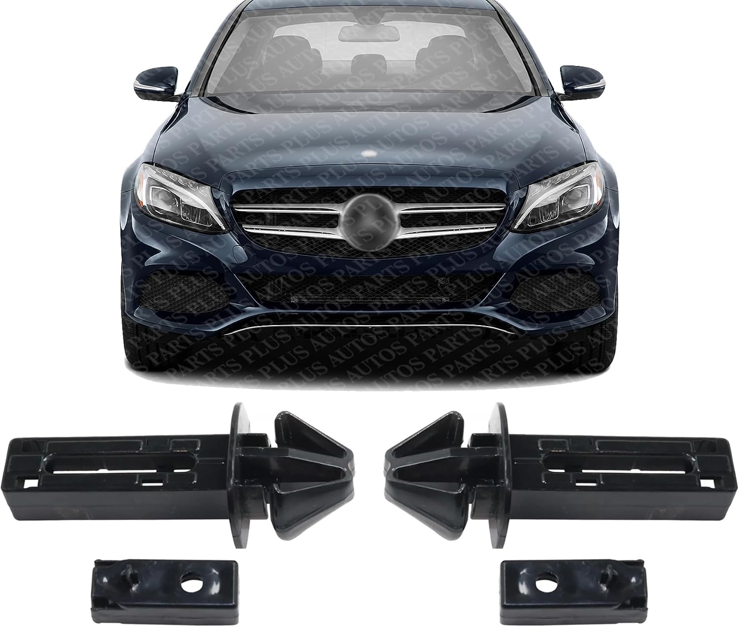 Set of 2 Front Bumper Retainer Cover Guide Steel Right Passenger & Left Driver Side Direct Replacement Compatible with 2008-2015 Mercedes Benz C-Class / 2012-2018 CLS-Class MB1032105