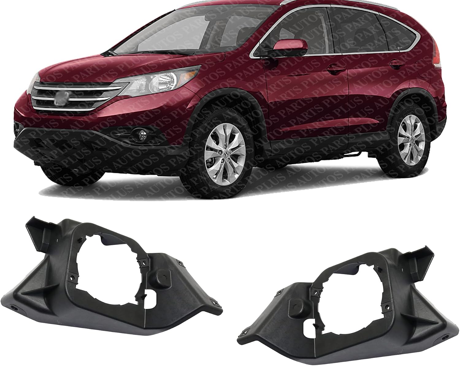 Set of 2 Front Fog Light Bracket Textured Plastic Left Driver & Right Passenger Side Direct Replacement Compatible with 2012-2014 Honda CR-V HO2603102 HO2602102