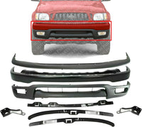 Front Bumper Primed Steel + Upper Filler + Lower Valance + Brackets & Retainer Center + Left Driver & Right Passenger Side Direct Replacement Compatible With 2001-2004 Toyota Tacoma