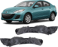 Set Of 2 Front Fender Liner Plastic Left Driver & Right Passenger Side Direct Replacement Compatible With 2010-2013 Mazda 3 MA1249140 MA1248140 BGW556130 BGW556140