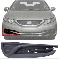 Front Fog Light Cover Textured Right Passenger Side Direct Replacement Compatible With 2013-2015 Honda Civic HO1039113 71106TR3A61