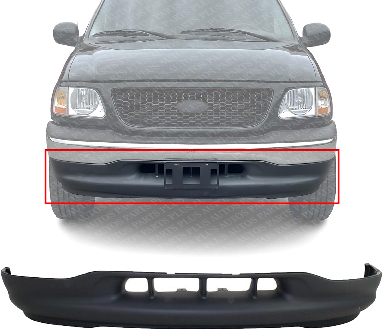 Front Bumper Lower Valance Panel Primed Plastic With Air Holes Direct Replacement Compatible With 1999-2002 Ford F-150 FO1095194 XL3Z17626AA