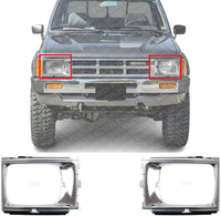 Set Of 2 Front Headlight Door Bezel Chrome Plastic Right Passenger & Left Driver Side Direct Replacement Compatible With 1984-1986 Toyota 4Runner / Pickup TO2513102 TO2512102