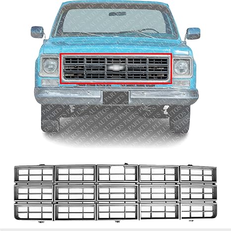AUTOS PARTS PLUS Front Grille Dark Argent Shell & Black Insert Direct Replacement Compatible With 1977-1980 Chevrolet C-K Series GM1200114 14004752