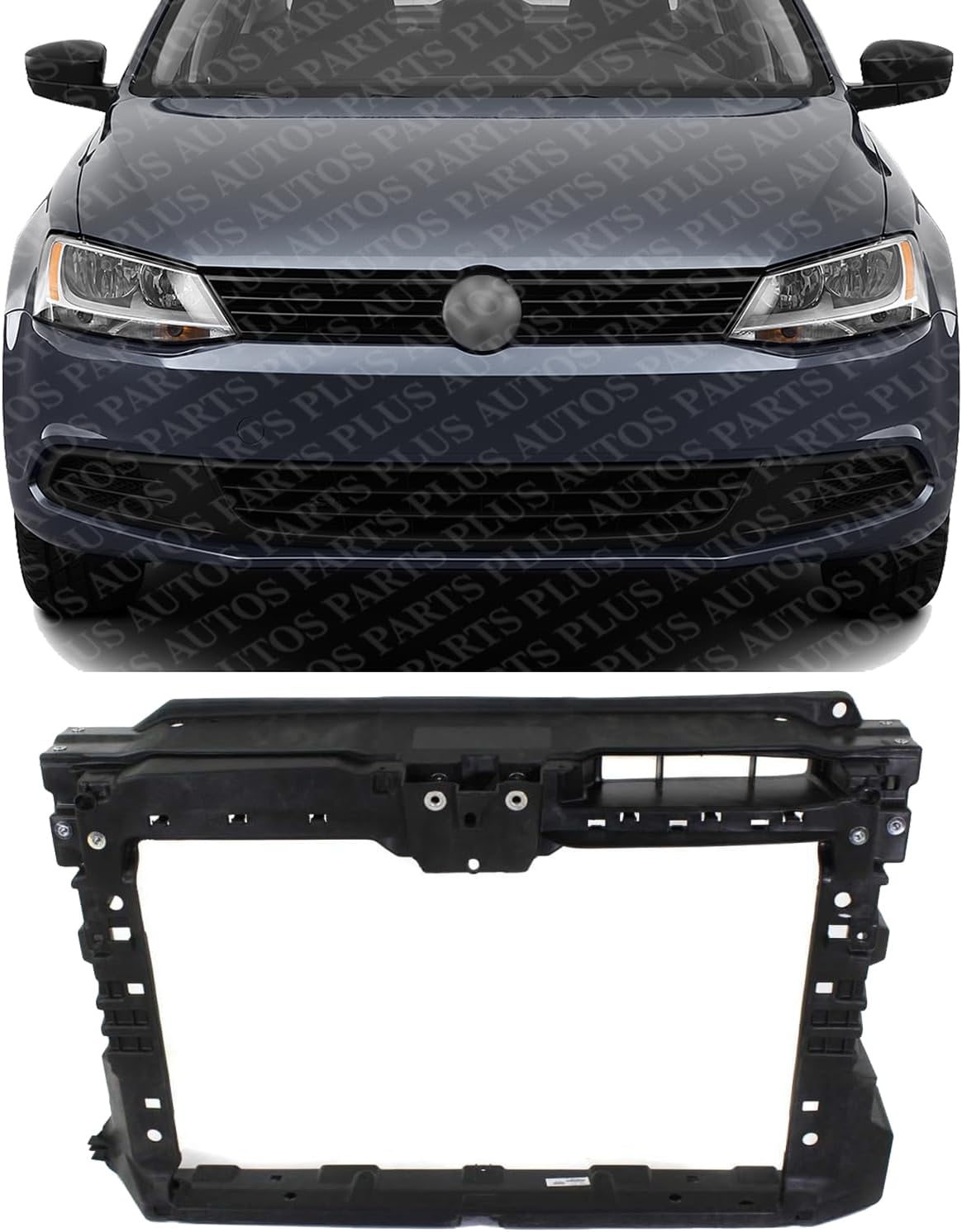 Front Radiator Support Assembly Plastic With Steel Direct Replacement Compatible With 2011-2018 Volkswagen Jetta VW1225135 5C6805588R