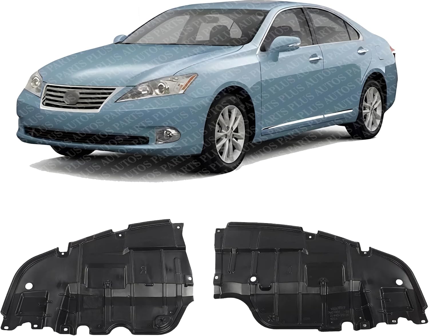 Set of 2 Front Engine Splash Shield Under Cover Left Driver & Right Passenger Side Direct Replacement Compatible with 2009-2012 Lexus ES350 LX1228105 LX1228106 5144133120