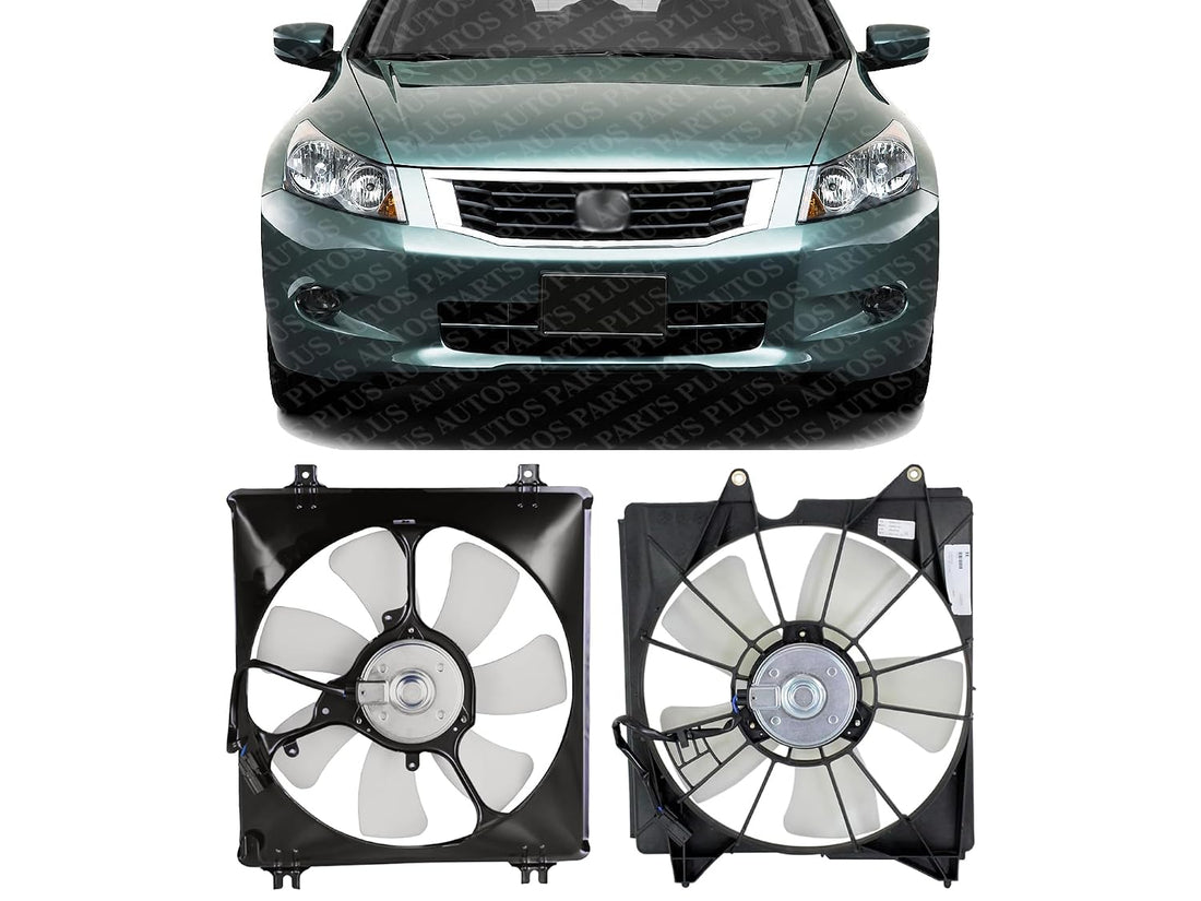Front Radiator & A/C Condenser Cooling Fan Assembly Plastic Direct Replacement Compatible with 2008-2009 Honda Accord HO3115148 HO3113127 19030R77T01-PFM 19030R70A01-PF
