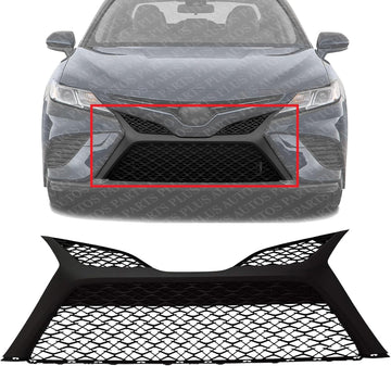 Front Bumper Grille Textured Dark Gray Plastic Direct Replacement Compatible With 2018-2020 Toyota Camry TO1036196 5310206320