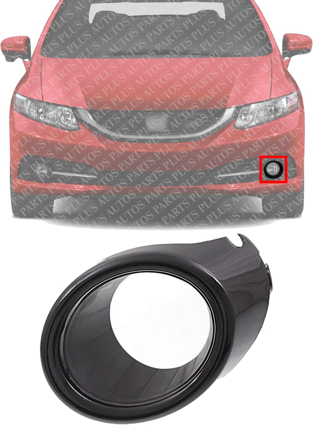 Front Fog Light Trim Molding Primed Left Driver Side Direct Replacement Compatible With 2013-2015 Honda Civic HO1038117 71117TR7A51