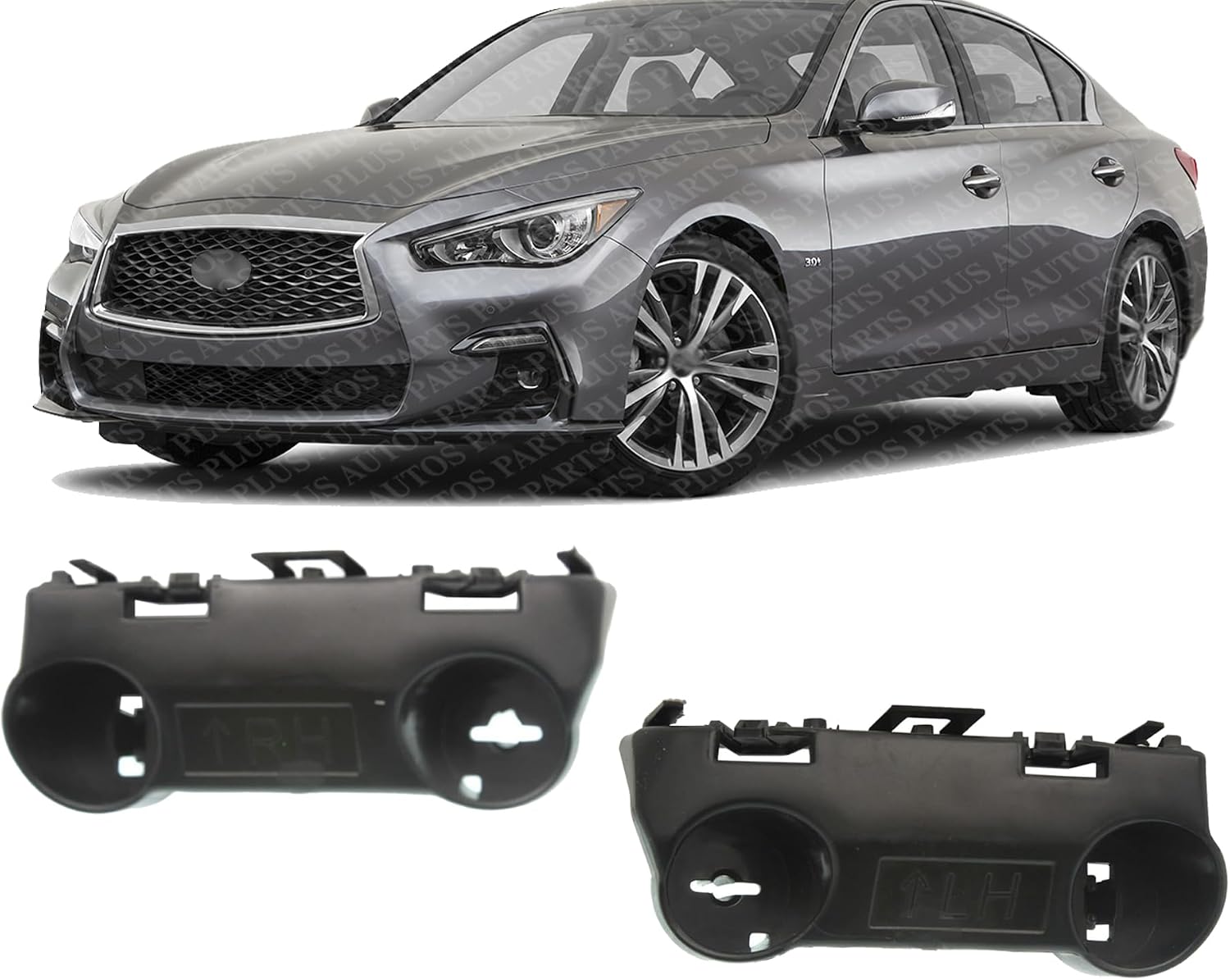 Set of 2 Front Fender Support Bracket Left Driver & Right Passenger Side Direct Replacement Compatible with 2014-2023 Infiniti Q50 IN1245101 IN1244101 620454GA0A 620444GA0A