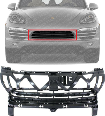 Front Bumper Center Grille Primed Plastic Direct Replacement Compatible With 2011-2014 Porsche Cayenne PO1036107 95850568301