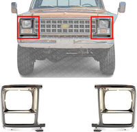 Set of 2 Front Head Light Door Bezel Rectangular Left Driver & Right Passenger Side Direct Replacement Compatible With 1979-1980 Chevrolet/GMC/Suburban/C/K Series GM2513101