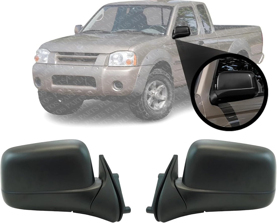 Set Set Of 2 Front Mirror Manual Folding Non-Heated Primed Plastic Left Driver & Right Passenger Side Direct Replacement Compatible With 1998-2004 Nissan Frontier / 2000-2004 Xterra