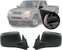 Set Set Of 2 Front Mirror Manual Folding Non-Heated Primed Plastic Left Driver & Right Passenger Side Direct Replacement Compatible With 1998-2004 Nissan Frontier / 2000-2004 Xterra