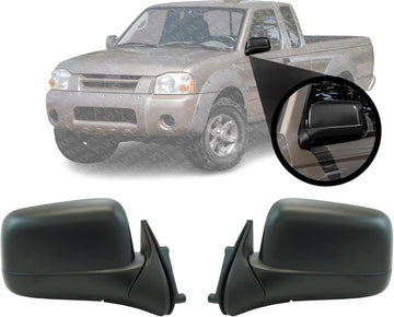 Set Set Of 2 Front Mirror Manual Folding Non-Heated Primed Plastic Left Driver & Right Passenger Side Direct Replacement Compatible With 1998-2004 Nissan Frontier / 2000-2004 Xterra