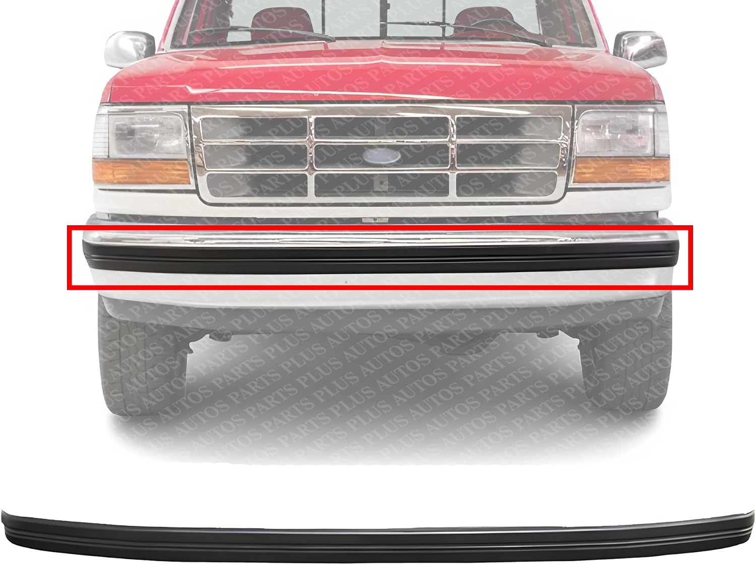 Front Bumper Molding Plastic Direct Replacement Compatible With 1992-1997 Ford F-Series FO1057220 F2TZ17K833A
