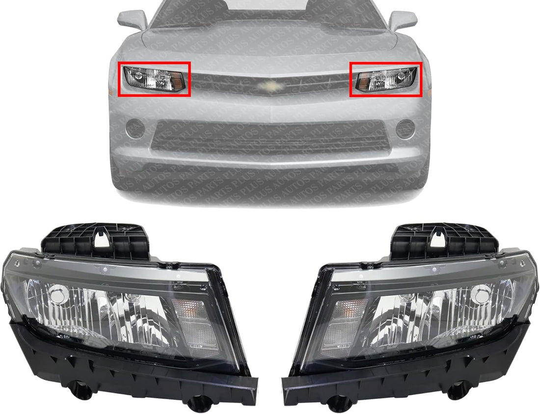 Set Of 2 Front Head Light Assembly Left Driver & Right Passenger Side Direct Replacement Compatible With 2014-2015 Chevrolet Camaro GM2503391 GM2502391 23187850 23187851