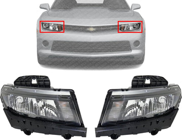 Set Of 2 Front Head Light Assembly Left Driver & Right Passenger Side Direct Replacement Compatible With 2014-2015 Chevrolet Camaro GM2503391 GM2502391 23187850 23187851