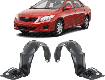 Set Of 2 Front Fender Liner Plastic Left Driver & Right Passenger Side Direct Replacement Compatible With 2011-2013 Toyota Corolla TO1249162 TO1248162 5387502370 5387602370