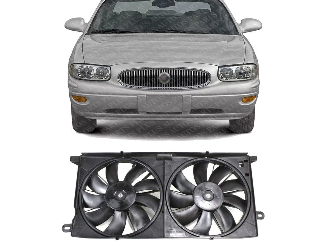 Front Radiator Cooling Dual Fan Shroud Assembly Plastic Direct Replacement Compatible with 2000-2005 Buick Lesabre/Pontiac Bonneville GM3115119 12487606