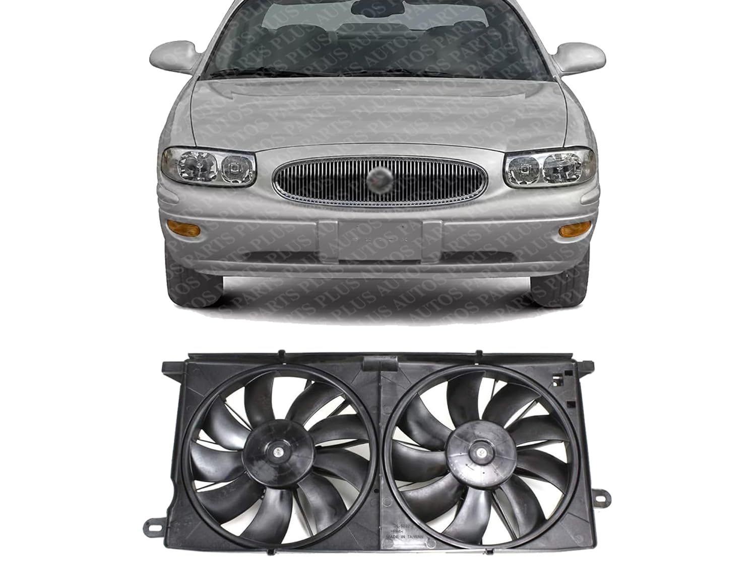 Front Radiator Cooling Dual Fan Shroud Assembly Plastic Direct Replacement Compatible with 2000-2005 Buick Lesabre/Pontiac Bonneville GM3115119 12487606