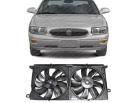 Front Radiator Cooling Dual Fan Shroud Assembly Plastic Direct Replacement Compatible with 2000-2005 Buick Lesabre/Pontiac Bonneville GM3115119 12487606