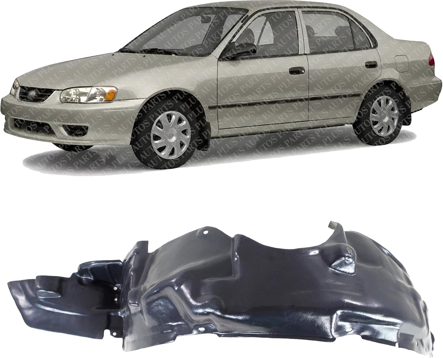 Front Fender Liner Left Driver Side Direct Replacement Compatible With 2001-2002 Toyota Corolla TO1248118 5387602060
